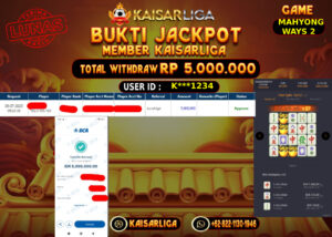 BUKTI JACKPOT SLOT KAISARLIGA RP.5.000.000,-LUNAS