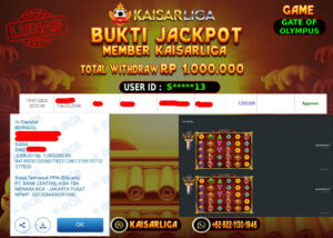 BUKTI JACKPOT SLOT KAISARLIGA RP. 1.000.000,-LUNAS
