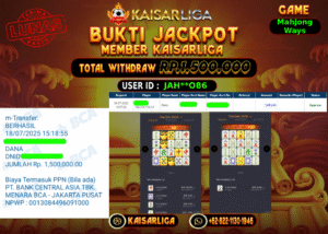 BUKTI JACKPOT SLOT KAISARLIGA RP. 1.500.000,-LUNAS