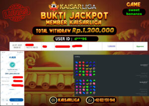 BUKTI JACKPOT SLOT KAISARLIGA RP. 1.200.000,-LUNAS