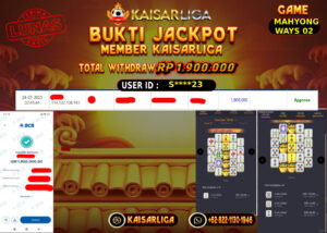 BUKTI JACKPOT SLOT KAISARLIGA RP. 1.900.000,-LUNAS