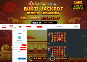 BUKTI JACKPOT SLOT KAISARLIGA RP. 9.850.000,-LUNAS