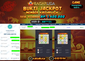 BUKTI JACKPOT SLOT KAISARLIGA RP. 1.400.000,-LUNAS