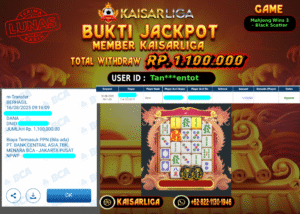 BUKTI JACKPOT SLOT KAISARLIGA RP. 1.100.000,-LUNAS