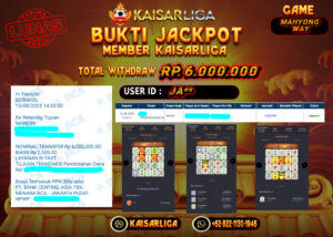 BUKTI JACKPOT SLOT KAISARLIGA RP. 6.000.000,-LUNAS