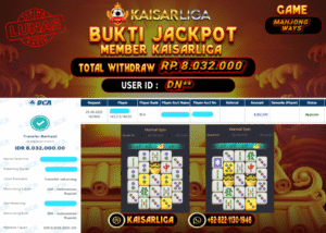 BUKTI JACKPOT SLOT KAISARLIGA RP. 8.032.000.- LUNAS