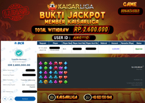 BUKTI JACKPOT SLOT KAISARLIGA RP. 2.600.000.- LUNAS