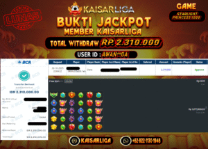 BUKTI JACKPOT SLOT KAISARLIGA RP. 2.310.000.- LUNAS
