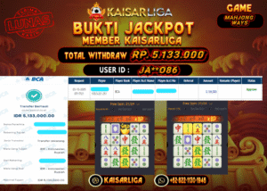 BUKTI JACKPOT SLOT KAISARLIGA RP. 5.133.000.- LUNAS