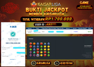 BUKTI JACKPOT SLOT KAISARLIGA RP. 1.700.000.- LUNAS