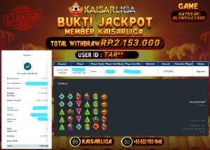 BUKTI JACKPOT SLOT KAISARLIGA RP. 2.153.000.- LUNAS