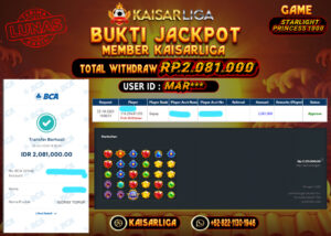 BUKTI JACKPOT SLOT KAISARLIGA RP. 2.081.000.- LUNAS