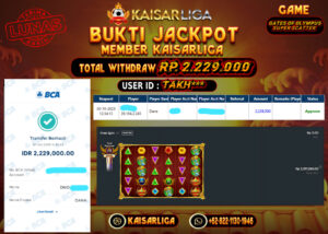 BUKTI JACKPOT SLOT KAISARLIGA RP. 2.229.000.- LUNAS