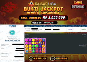 BUKTI JACKPOT SLOT KAISARLIGA RP. 3.000.000.- LUNAS