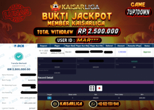 BUKTI JACKPOT SLOT KAISARLIGA RP. 2.500.000.- LUNAS