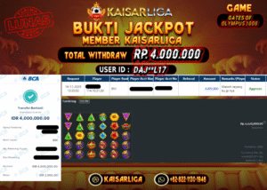 BUKTI JACKPOT SLOT KAISARLIGA RP. 4.000.000.- LUNAS