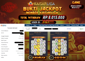 BUKTI JACKPOT SLOT KAISARLIGA RP. 8.015.000.- LUNAS