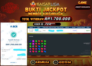 BUKTI JACKPOT SLOT KAISARLIGA RP. 1.700.000.- LUNAS
