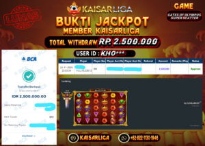 BUKTI JACKPOT SLOT KAISARLIGA RP. 2.500.000.- LUNAS