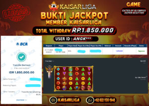 BUKTI JACKPOT SLOT KAISARLIGA RP. 1.850.000.- LUNAS