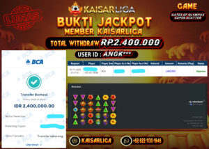 BUKTI JACKPOT SLOT KAISARLIGA RP. 2.400.000.- LUNAS