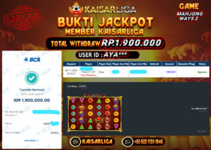 BUKTI JACKPOT SLOT KAISARLIGA RP. 1.900.000.- LUNAS