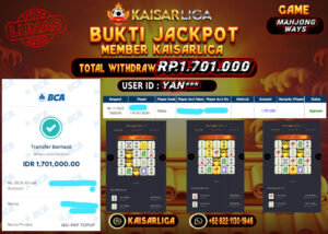 BUKTI JACKPOT SLOT KAISARLIGA RP. 1.701.000.- LUNAS