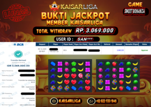 BUKTI JACKPOT SLOT KAISARLIGA RP. 3.069.000.- LUNAS