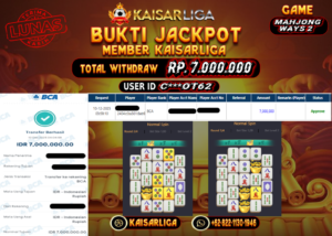 BUKTI JACKPOT SLOT KAISARLIGA RP. 7.000.000.- LUNAS