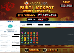 BUKTI JACKPOT SLOT KAISARLIGA RP. 6.000.000.- LUNAS