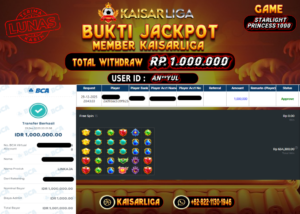 BUKTI JACKPOT SLOT KAISARLIGA RP. 1.000.000.- LUNAS