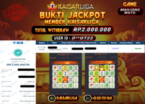 BUKTI JACKPOT SLOT KAISARLIGA RP. 2.000.000.- LUNAS