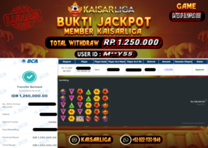 BUKTI JACKPOT SLOT KAISARLIGA RP. 1.250.000.- LUNAS