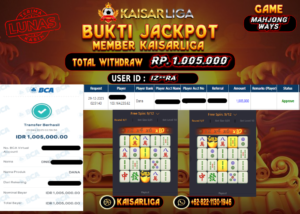 BUKTI JACKPOT SLOT KAISARLIGA RP. 1.005.000.- LUNAS