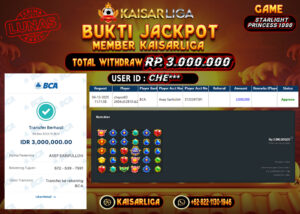 BUKTI JACKPOT SLOT KAISARLIGA RP. 3.000.000.- LUNAS