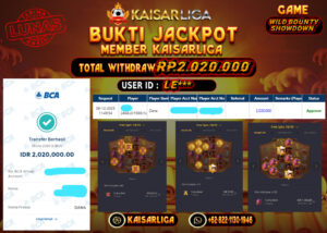 BUKTI JACKPOT SLOT KAISARLIGA RP. 2.020.000.- LUNAS
