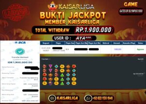 BUKTI JACKPOT SLOT KAISARLIGA RP. 1.900.000.- LUNAS