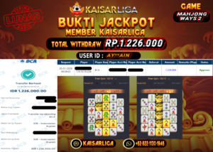 BUKTI JACKPOT SLOT KAISARLIGA RP. 1.226.000.- LUNAS