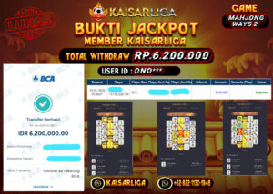 BUKTI JACKPOT SLOT KAISARLIGA RP. 6.200.000.- LUNAS
