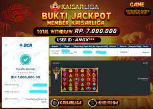 BUKTI JACKPOT SLOT KAISARLIGA RP. 7.000.000.- LUNAS